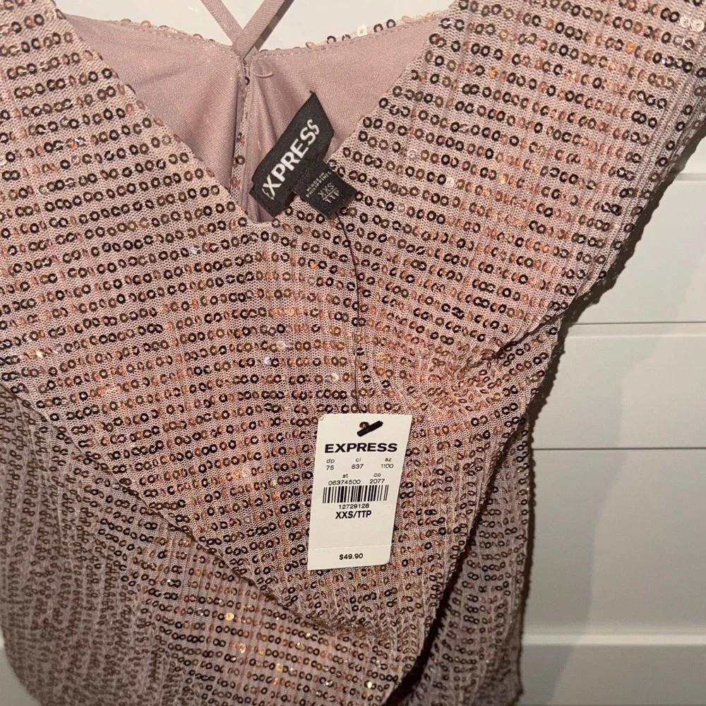Express Sequin V-Neck Camisole - Brown - Picture 2 of 4
